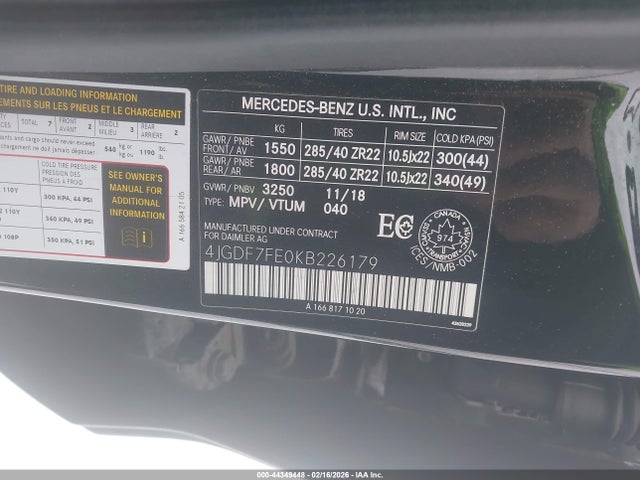 4JGDF7FE0KB226179 Mercedes-Benz Amg Gls 63 4matic