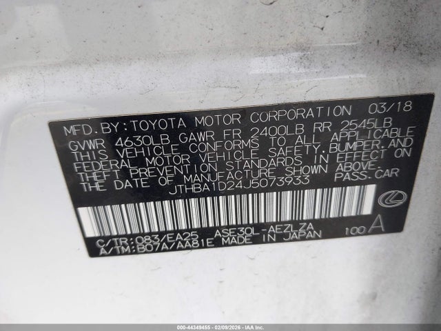 Продаж на аукціоні авто 2018 Lexus Is 300, vin: JTHBA1D24J5073933, номер лоту: 44349455