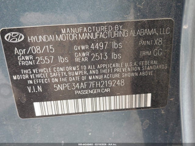 5NPE34AF7FH219248 Hyundai Sonata Sport
