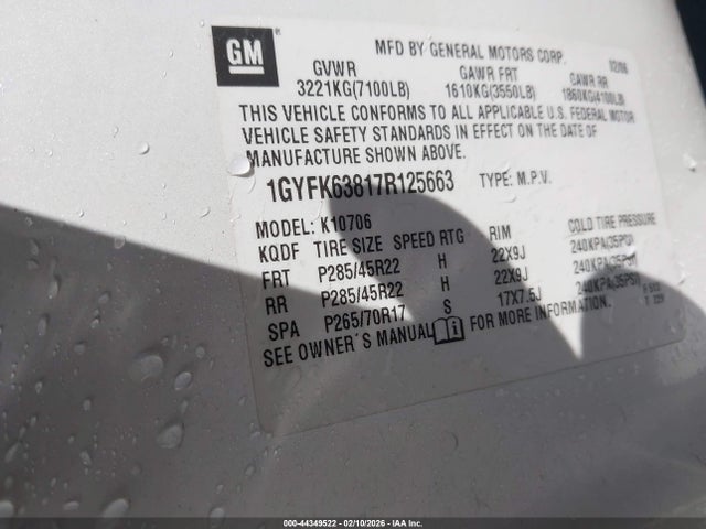 2007 CADILLAC ESCALADE 1GYFK63817R125663 Photo 8