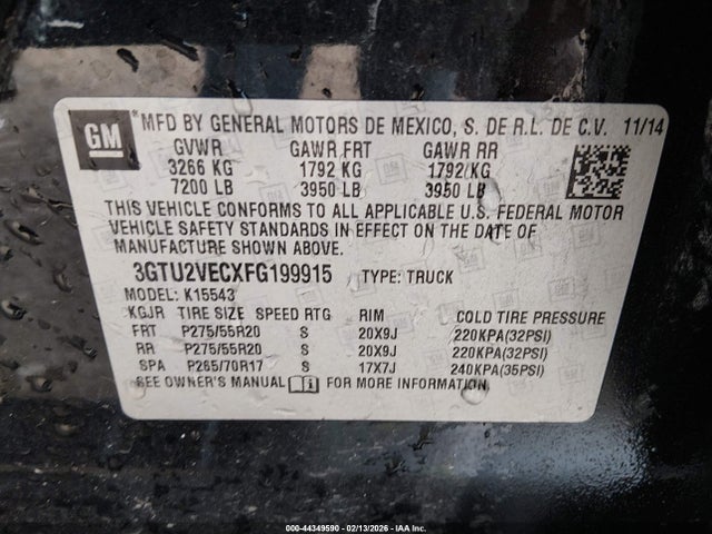 2015 GMC SIERRA 1500 3GTU2VECXFG199915 Photo 8