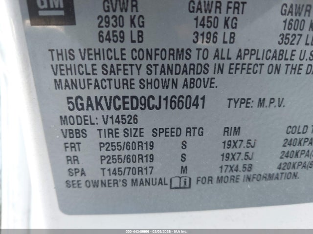 Aukcja sprzedaży 2012 Buick Enclave Leather, vin: 5GAKVCED9CJ166041, numer aukcji: 44349606