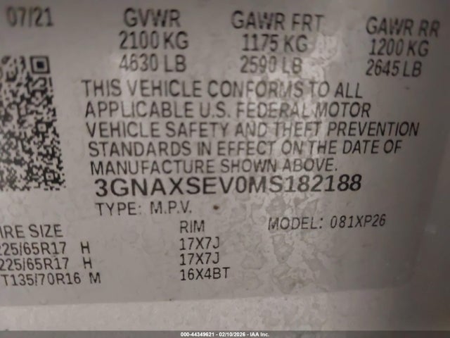 2021 CHEVROLET EQUINOX 3GNAXSEV0MS182188 Photo 8
