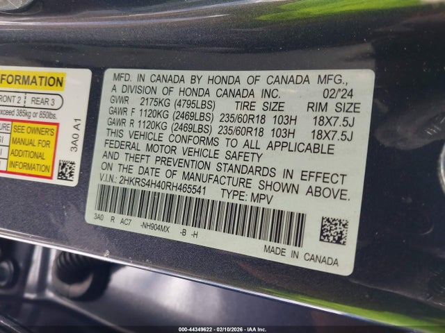 Honda Cr-v Ex Awd 2024 2HKRS4H40RH465541 Image 9