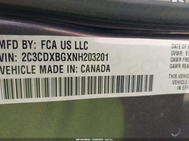 Продаж на аукціоні авто 2022 Dodge Charger Sxt Rwd, vin: 2C3CDXBGXNH203201, номер лоту: 44349636