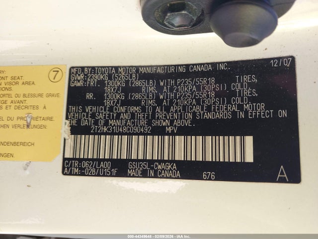 2008 LEXUS RX 350 2T2HK31U48C090492 Photo 8