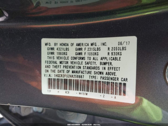 1HGCR2F52HA259887 Honda Accord Sport