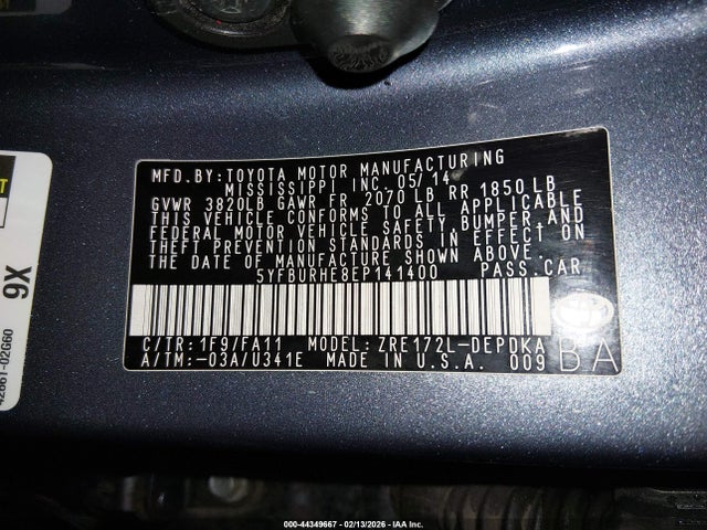 Toyota COROLLA L 2014 5YFBURHE8EP141400 Image 9