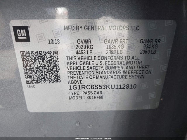 1G1RC6S53KU112810 Chevrolet VOLT LT