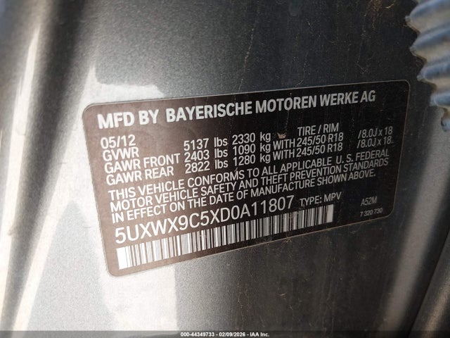 Продаж на аукціоні авто 2013 Bmw X3 Xdrive28i, vin: 5UXWX9C5XD0A11807, номер лоту: 44349733