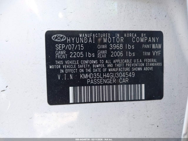 KMHD35LH4GU304549 Hyundai ELANTRA GT