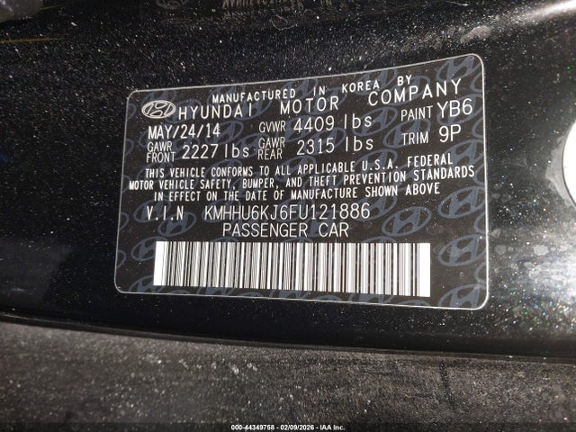 Auction sale of the 2015 Hyundai Genesis 3.8 Ultimate, vin: KMHHU6KJ6FU121886, lot number: 44349758