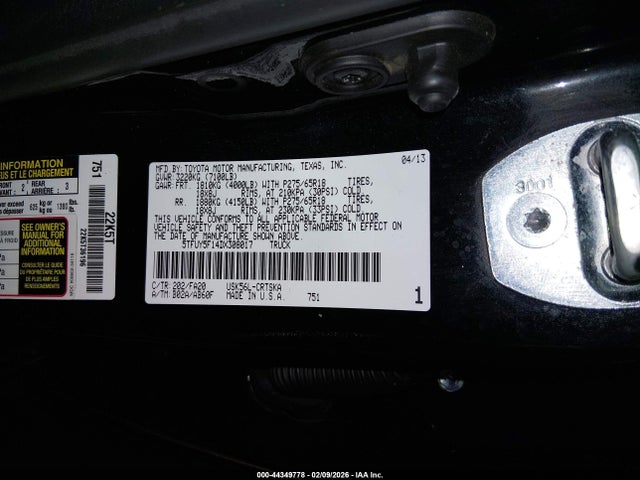 Продаж на аукціоні авто 2013 Toyota Tundra Grade 5.7l V8, vin: 5TFUY5F14DX308017, номер лоту: 44349778