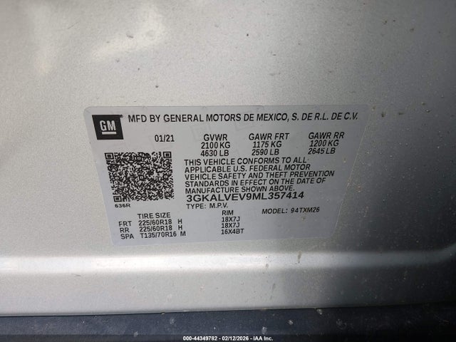 Продаж на аукціоні авто 2021 Gmc Terrain Awd Slt, vin: 3GKALVEV9ML357414, номер лоту: 44349782