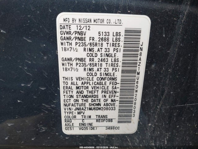 2013 NISSAN MURANO JN8AZ1MU6DW208033 Photo 8