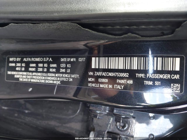 2017 ALFA ROMEO GIULIA ZARFAECN0H7539562 Photo 8