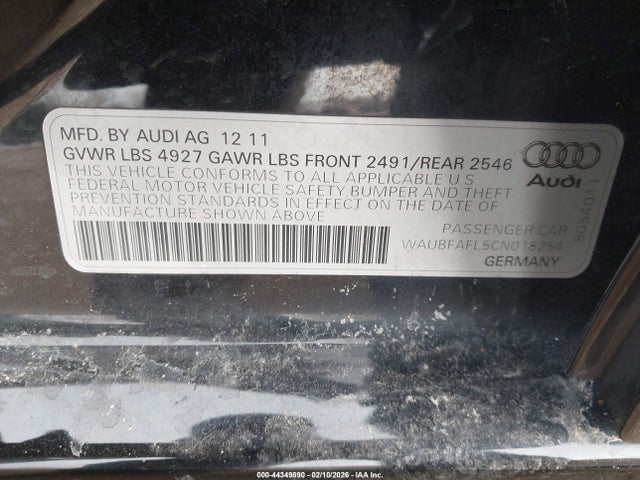 2012 AUDI A4 WAUBFAFL5CN018254 Photo 8