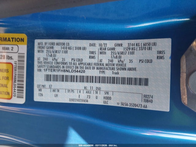 2022 FORD RANGER 1FTER1FH8NLD54420 Photo 8