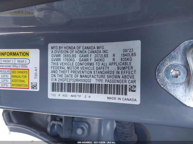 2024 HONDA CIVIC 2HGFE2F52RH508202 Photo 8