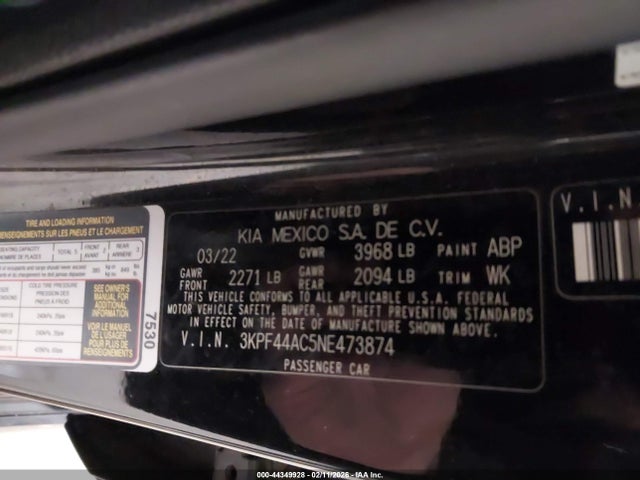 Продажа на аукционе авто 2022 Kia Forte Gt, vin: 3KPF44AC5NE473874, номер лота: 44349928