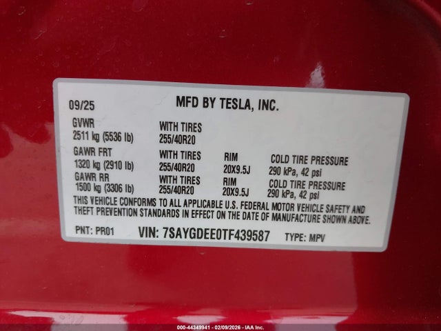 2026 TESLA MODEL Y 7SAYGDEE0TF439587 Photo 8