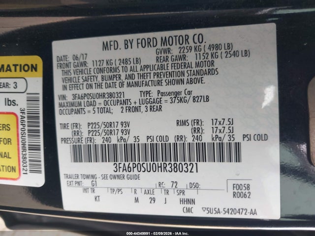 2017 FORD FUSION ENERGI 3FA6P0SU0HR380321 Photo 8