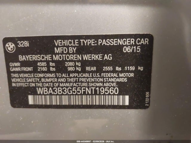 Продаж на аукціоні авто 2015 Bmw 328i Xdrive, vin: WBA3B3G55FNT19560, номер лоту: 44349997