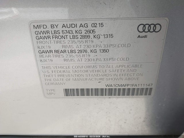 2015 AUDI Q5 WA1CMAFP1FA111147 Photo 8