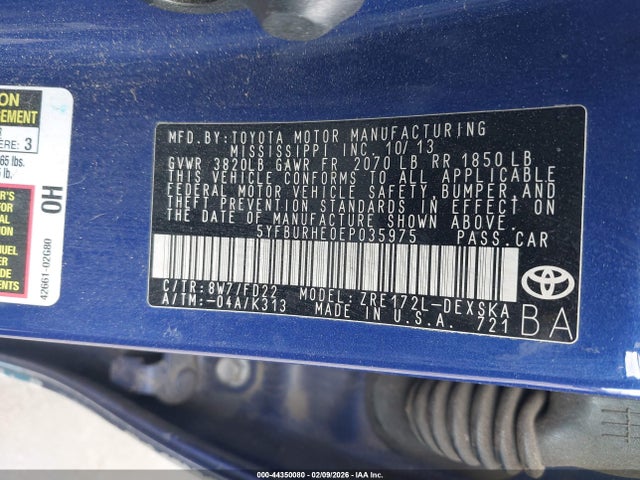 Toyota Corolla S Plus 2014 5YFBURHE0EP035975 Image 9