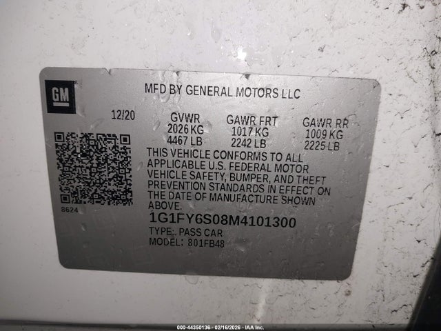 1G1FY6S08M4101300 Chevrolet Bolt Ev Fwd Lt