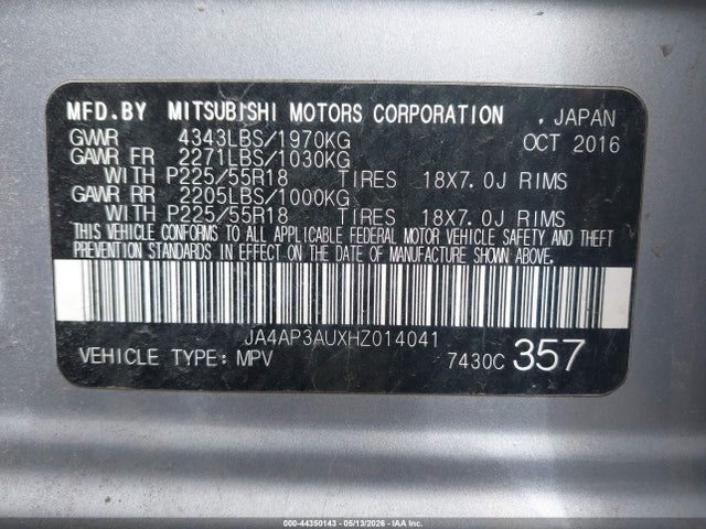 Продажа на аукционе авто 2017 Mitsubishi Outlander Sport 2.0 Le, vin: JA4AP3AUXHZ014041, номер лота: 44350143