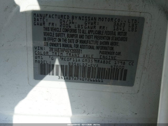 Aukcja sprzedaży 2016 Nissan Sentra Sv, vin: 3N1AB7AP4GY266661, numer aukcji: 44350152