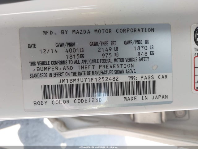 JM1BM1U71F1252482 Mazda Mazda3 I Sport