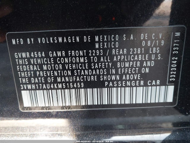 3VWH17AU4KM515459 Volkswagen Golf Alltrack Tsi S/tsi Se/tsi Sel