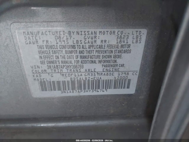 3N1AB7AP3HY396769 Nissan SENTRA S