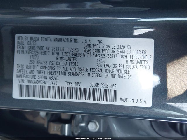 Aukcja sprzedaży 2025 Mazda Cx-50 Hybrid Premium Package, vin: 7MMVAADW5SN117473, numer aukcji: 44350225