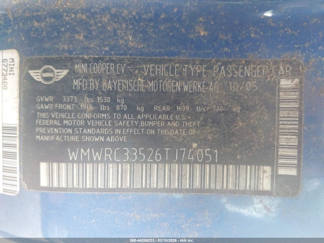 2006 MINI COOPER WMWRC33526TJ74051 Photo 8
