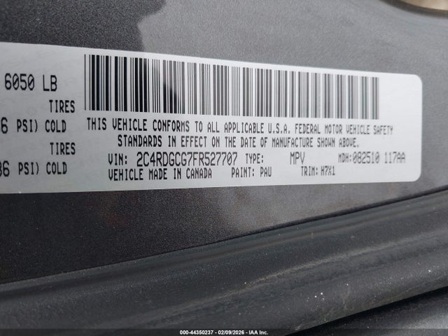 Продаж на аукціоні авто 2015 Dodge Grand Caravan Sxt, vin: 2C4RDGCG7FR527707, номер лоту: 44350237