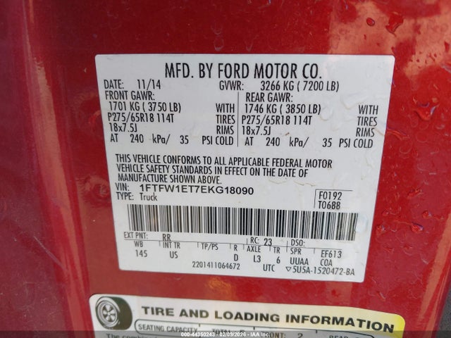 Продажа на аукционе авто 2014 Ford F-150 Xlt, vin: 1FTFW1ET7EKG18090, номер лота: 44350243