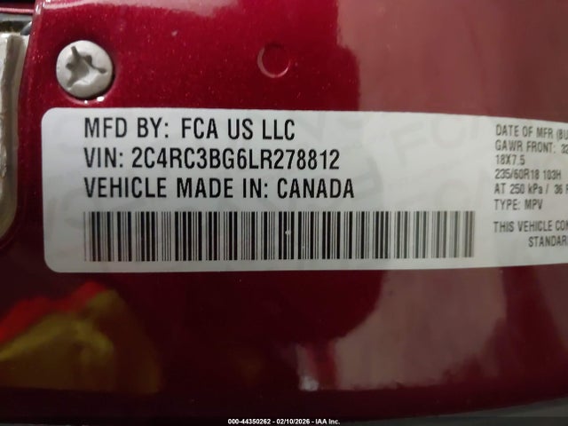 Продажа на аукционе авто 2020 Chrysler Pacifica Awd Launch Edition, vin: 2C4RC3BG6LR278812, номер лота: 44350262
