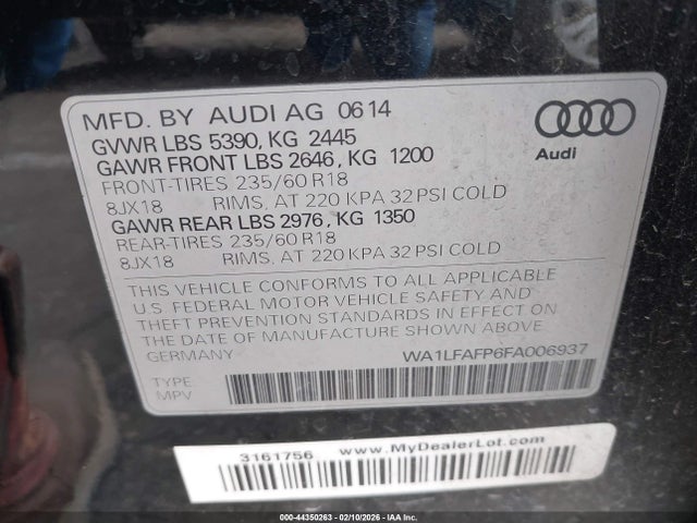 2015 AUDI Q5 WA1LFAFP6FA006937 Photo 8