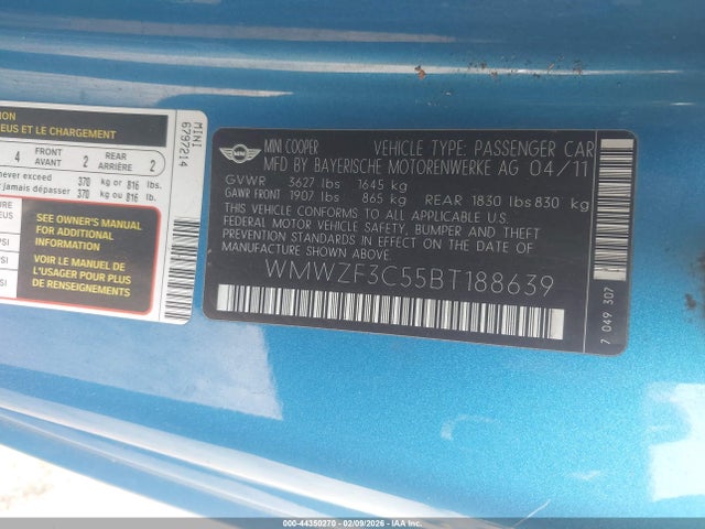 2011 MINI COOPER CLUBMAN WMWZF3C55BT188639 Photo 8
