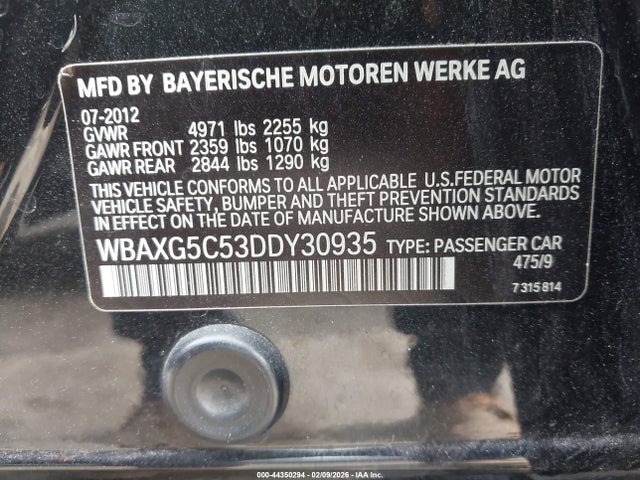 44350294 :رقم المزاد ، WBAXG5C53DDY30935 vin ، 2013 Bmw 528i مزاد بيع