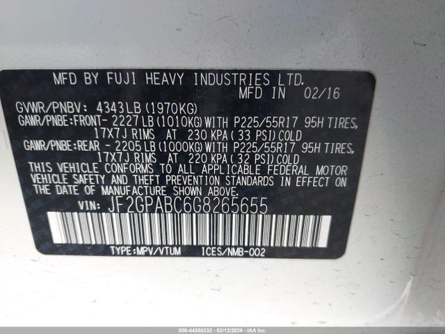 Продаж на аукціоні авто 2016 Subaru Crosstrek 2.0i Premium, vin: JF2GPABC6G8265655, номер лоту: 44350332