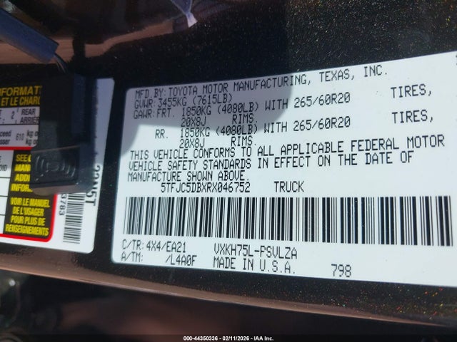 5TFJC5DBXRX046752 Toyota Tundra Hybrid Limited 4wd