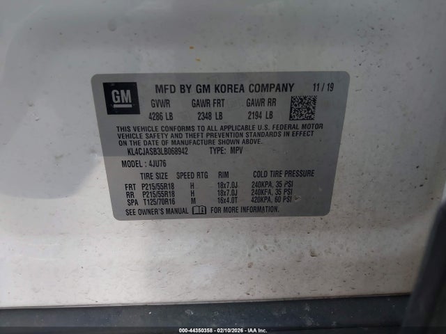 Aukcja sprzedaży 2020 Buick Encore Fwd Preferred, vin: KL4CJASB3LB068942, numer aukcji: 44350358