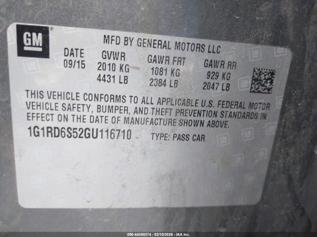 1G1RD6S52GU116710 Chevrolet Volt Premier