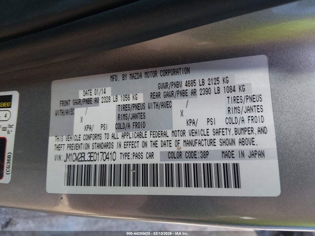 44350425 :رقم المزاد ، JM1CW2BL3E0170410 vin ، 2014 Mazda Mazda5 Sport مزاد بيع