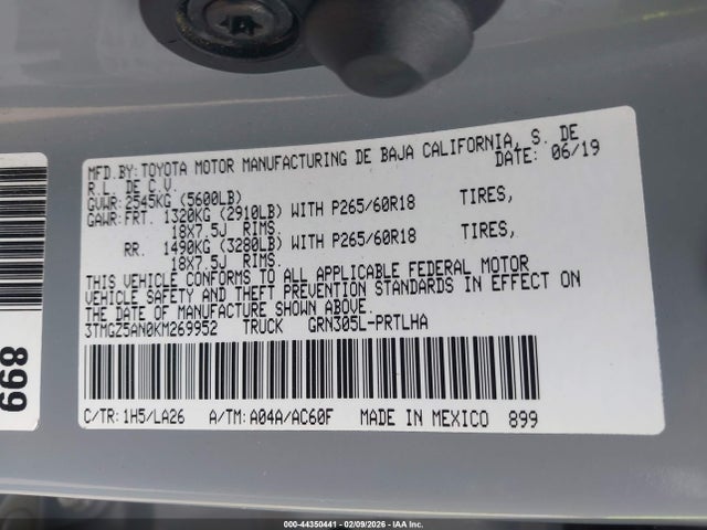 3TMGZ5AN0KM269952 Toyota Tacoma Limited