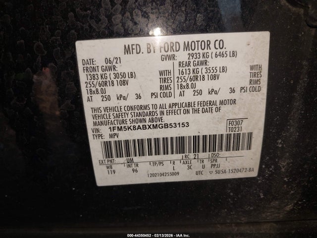 2021 FORD POLICE INTERCEPTOR UTILITY 1FM5K8ABXMGB53153 Photo 8